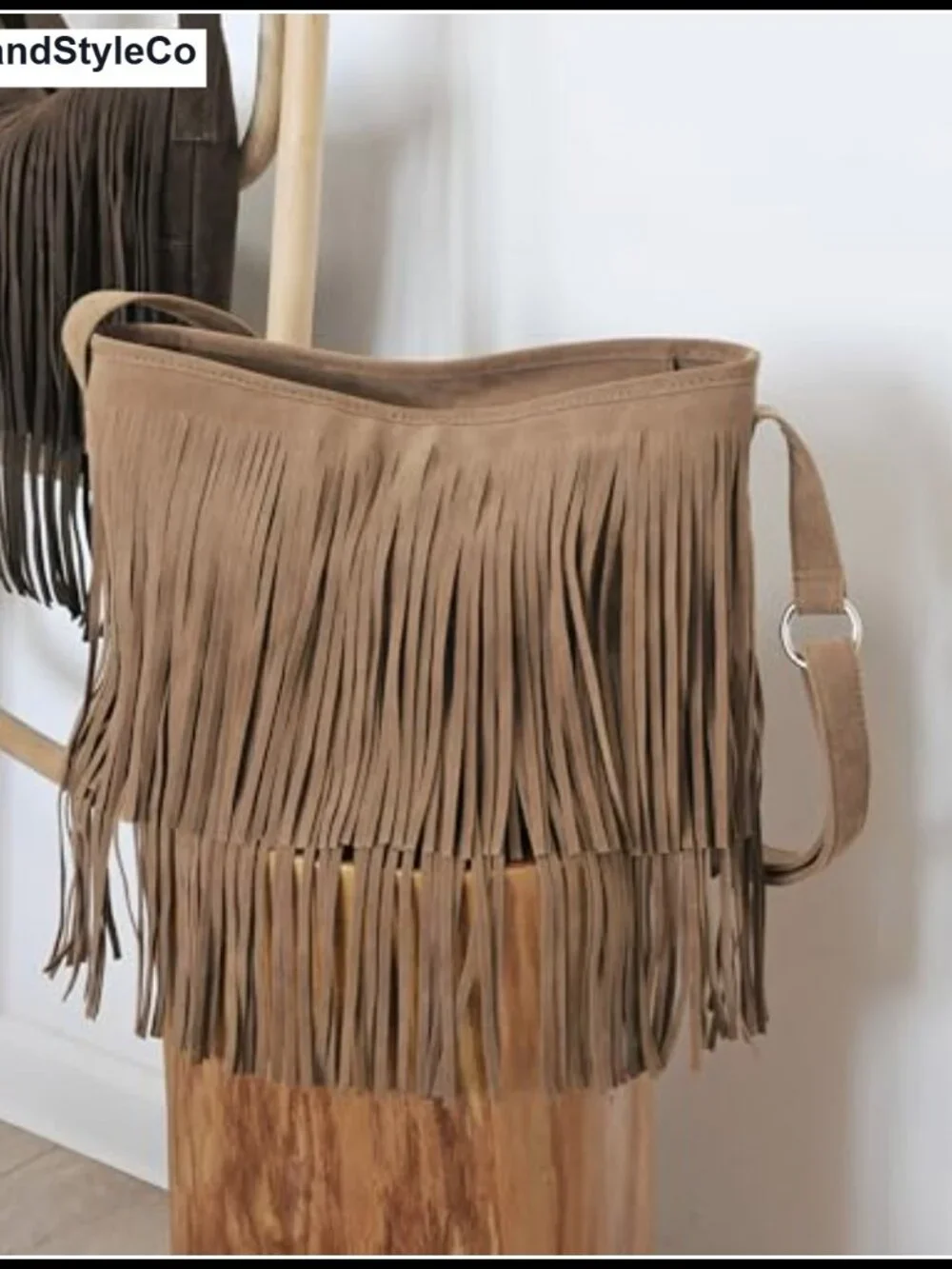 Tassel Faux Suede Leather Hobo Crossbody Shoulder Bag Women Sling
